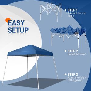 Tenda Pop-up Portatile 2,4 x 2,4m Blu per Uso Domestico, Design Pieghevole Impermeabile - Product Image 6
