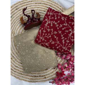 Sari para fiesta de noche con secuencia y trabajo de bordado Zari - Product Image 2