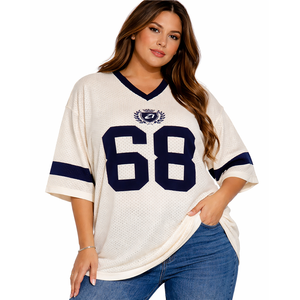 Breathable Mesh Women American Football Jersey V Neck Oversized Polyester Casual <b>Athletic</b> Sports Top Numeric Print Custom Supply - Product Image 6
