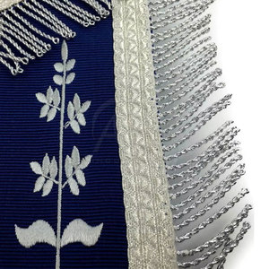 Delantal Masónico de Ex-Maestro Masón de la Logia Azul, Blanco y Azul Rey con Bordado Plateado, Diseño Personalizado Aceptable - Product Image 5