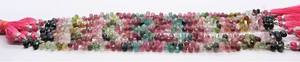Perles de tourmaline naturelle multicolores facettées en forme de larme 4x6 MM, perles goutte de pierres précieuses multicolores, brin de 8 pouces, perles de tourmaline multicolores - Product Image 2