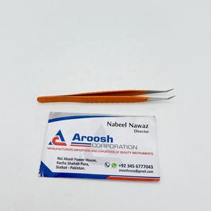 แหนบจับเพชรเคลือบผงสีส้ม45องศาทำจากสเตนเลสสตีลแข็งปลายแหลมสำหรับการต่อขนตา - Product Image 4