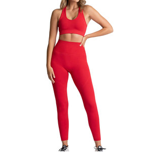 Conjunto Deportivo de Alta Calidad Personalizado, Bra Deportivo de Color y Leggings de Cintura Alta para Mujer, Ropa Deportiva para Entrenamiento - Product Image 1