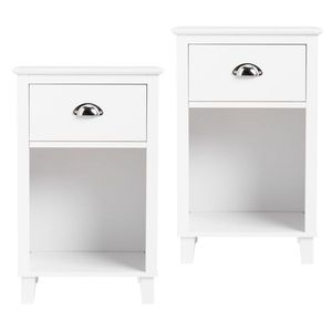 Comodino Moderno e Semplice in MDF Bianco Verniciato a Spruzzo 40*30*63cm con Gambe Alte e Due Cassetti - Product Image 2