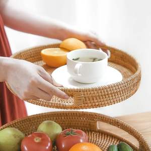 Bandejas clásicas de ratán Natural para servir, organizador de frutas, Decoración de mesa, cestas de almacenamiento tejidas para el hogar, accesorios para sala de estar - Product Image 3