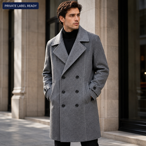 Manteau long croisé sur mesure pour homme, manteau d'hiver haut de gamme, fabricant OEM ODM en gros sous marque privée - Product Image 3