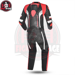 Combinaison de moto Alpinestar Racing Gear, en cuir noir, blanc et rouge, certifiée CE, taille plus, haute performance, protection, coupe ajustée - Product Image 2