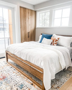 Modern Wooden <b>Platform</b> <b>Bed</b> <b>Frame</b> with Headboard – Minimalist Solid Wood Bedroom Furniture | Pindel Handicraft - Product Image 5