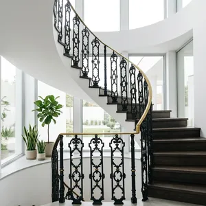 Système de main courante en fer et laiton de qualité supérieure, piliers décoratifs en métal antique pour la rénovation des escaliers domestiques - Product Image 4
