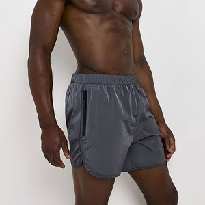 Men's Solid Color Quick Dry Sport <b>Shorts</b> <b>With</b> <b>Zip</b> <b>Pockets</b> Elastic Waist Mid Length Woven Polyester Fabric - Product Image 2