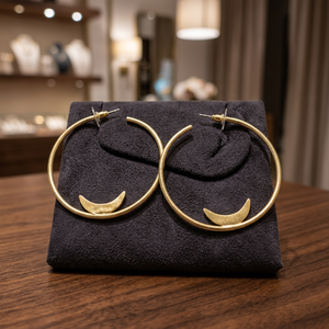 Pendientes de Aro de Latón Chapado en Oro con Diseño de Luna, Estilo Geométrico, Joyería para Mujer para Aniversario - Product Image 3