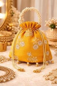 NUEVO Bolso Potli con Cordón y Bordado de Cuentas, Bolso de Mano para Fiesta, Boda, Joyería, Cosméticos - Product Image 3
