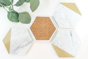 Juego de posavasos modernos de mármol y oro, elegantes posavasos para bebidas, decoración elegante para el hogar y la cocina, regalo. - Product Image 2