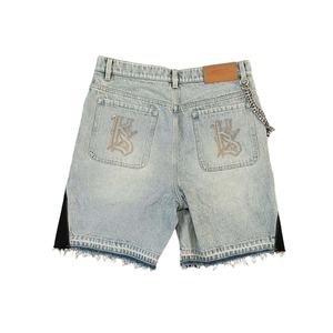 Men's Patchwork Denim Shorts Vintage Washed Streetwear Jean Shorts Graphic Badge Embroidery <b>Hip</b> Hop Loose Fit Custom Logo OEM - Product Image 6