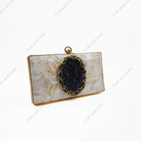 Pochette de soirée ovale artisanale indienne en laiton et nacre, sac d'été de luxe pour femme avec fermoir, idéal pour mariage et fête