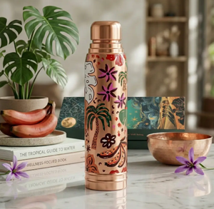 Copper <b>Water</b> Bottle Multicolored Printed Design Bohemian Art Tribal Pattern Metal Flask Leakproof Jointless <b>Container</b> - Product Image 6
