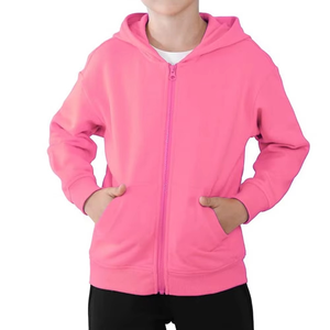 เสื้อฮู้ดดี้เด็กคุณภาพสูงทรงโอเวอร์ไซส์ คอลเลคชั่นฤดูหนาว สีชมพูสดใส แบบมีซิป สไตล์วัยรุ่น ผ้าฟลีซเนื้อนุ่มหรูหรา - Product Image 1
