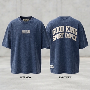 Camiseta de Mezclilla Lavada Estilo Vintage con Estampado Gráfico Good King Sport Impex, Oversize, Casual, Streetwear, Unisex - Product Image 3