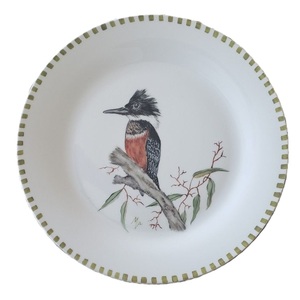 Nouveauté : Plateau en métal émaillé, magnifiquement fait main, décoration d'intérieur avec motif d'oiseaux et d'arbres imprimés, design Art Déco - Product Image 2