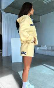 <b>Unisex</b> Oversized Hoodie Shorts Set Solid Yellow Fleece Casual 3-Piece Winter 100% Cotton Eco-Friendly - Product Image 2