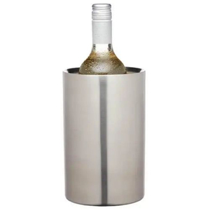 Cubo de Hielo de Acero Inoxidable con Acabado Plateado Hecho a Mano con Asas de Cuero para Bar y Enfriador de Vino para Fiestas, Cubo de Hielo Redondo de Metal - Product Image 2