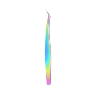 แหนบปลายโค้งเรียวเล็กพิเศษ Rainbow Ultra Fine Tip พร้อมปลายไฟเบอร์ บรรจุภัณฑ์มีโลโก้ สำหรับต่อขนตา คุณภาพสูง แบรนด์ดัง อุปกรณ์เสริมความงาม - Product Image 1