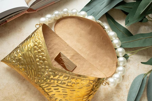 New Design Fashionable Handmade <b>Sequined</b> Brass Gold-Plated Antique Clutch Bag Trendy Women Open Closure Available HF CRAFTS - Product Image 2