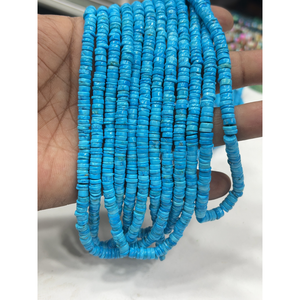 Perles de pierres précieuses de haute qualité pour la fabrication de bijoux, 17 pouces, marcassite bleue naturelle, forme Heishi lisse, taille 6-7 mm - Product Image 1