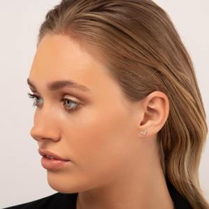 Elegantes Pendientes de Diamantes Cultivados en Laboratorio en Forma de V de Oro de 14K, Joyería Fina Minimalista, Delicado Regalo de Aniversario de Bodas para Mujer - Product Image 5