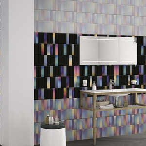 Carreaux muraux en porcelaine sculptée de luxe 300x300, texturés et émaillés, pour projets de rénovation intérieure de bureaux commerciaux et halls d'accueil - Product Image 2