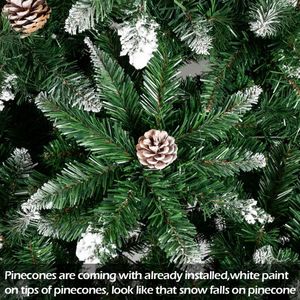 Albero di Natale Artificiale Bianco Innevato da 2,1 m con 920 Rami e Pigne per Decorazioni Domestiche (YJ) - Product Image 3