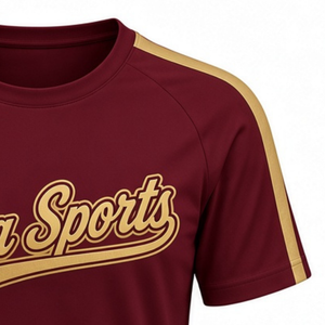 Maillot de sport athlétique à manches courtes couleur bordeaux et or pour équipe, haut d'uniforme d'entraînement de performance, tenue de compétition - Product Image 5