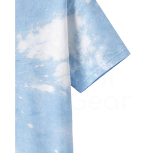Camiseta de Manga Corta para Hombre, Cuello Redondo, Tejido de Punto, Corte Regular, Color Azul Claro con Patrón Blanco, 100% Algodón Transpirable - Product Image 5