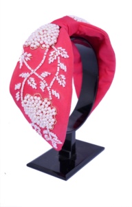 Serre-tête Turban Floral Perlé Fait Main de Luxe pour Femmes et Filles, Bandeau Large en Satin Noué pour Fêtes et Mariages 2026 - Product Image 2