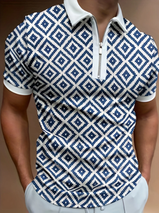Camiseta de Manga Corta con Cierre para Hombre, Nueva Colección Verano 2026, Informal, Cómoda, Transpirable, de Secado Rápido, con Estampado Sólido, para la Calle - Product Image 3