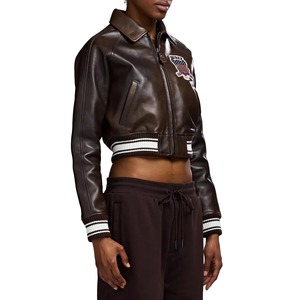 Avirex Women's High Quality Dyed Breathable Women Cropped <b>Leather</b> Avirex <b>Jackets</b> For Women Crew Neck Custom Color Avirex <b>Jackets</b> - Product Image 6