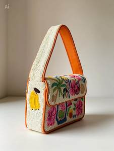 Bolso Rectangular Lavable Hecho a Mano ALI FASHION ART con Bordado de Poliéster, Cuentas de Vidrio, Patrón de Dados y Cartas para Uso Diario - Product Image 1