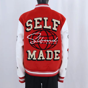 Custom <b>Varsity</b> <b>Jacket</b> <b>Men</b> Leather Sleeve Embroidered Letterman <b>Jacket</b> Hip Hop Streetwear <b>Bomber</b> <b>Jacket</b> - Product Image 2