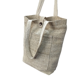 Bolsa de Mano de Cáñamo del Himalaya, Natural, Orgánica, Premium, Ecológica, Resistente, con Forro de Algodón, Botón de Coco y Bolsillo Interior, para la Playa - Product Image 2