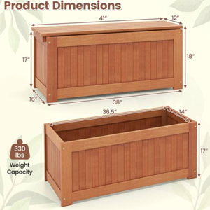 Eco-Friendly Acacia Wood Planter Box With Bench, Natural Raised Garden Bed For Vegetables, Flowers, Herbs Wholesale From Vietnam - Product Image 3