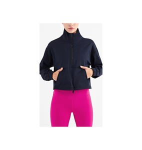 Hauts actifs légers en nylon 100 % de haute qualité avec fermeture éclair quart de tour, vestes de protection solaire, coupe-vent courts, chemises athleisure pour femmes - Product Image 1