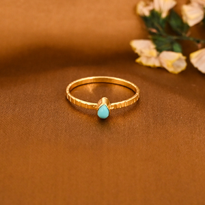 Anillo de Latón Chapado en Oro con Turquesa Natural, Joyería de Moda para Mujer - Product Image 1