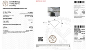 Diamante CVD Cultivado en Laboratorio de 0.50 Quilates, Color E, Claridad VVS1, Forma Marquise, Certificado IGI, Joyería de Uso Diario para Mujer - Product Image 2