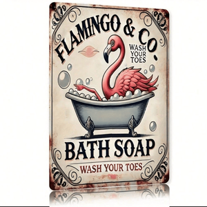 CIFbuy Targa Vintage Rustica in Alluminio a Forma di Fenicottero 20.3x30.5cm per Servizio Ritiro TikTok e Temu - Product Image 1