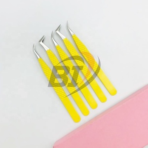 Pinzas Profesionales para Pestañas - Acero Inoxidable, Punta Puntiaguda, Agarre Fuerte, Color Morado, para Extensión de Pestañas Postizas - Product Image 1