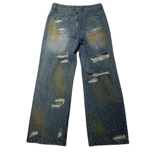 Jeans personnalisés pour hommes de haute qualité à 100 %, pantalon en denim délavé pour homme, jean droit en denim uni pour garçons - Product Image 2