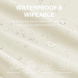 Tovaglia Rettangolare in Lino Impermeabile, Antimacchia e Antirughe, Colore Avorio, Copritavolo Rettangolare Testurizzato - Product Image 2