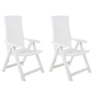 Juego de 2 Sillas de Jardín de Plástico Blanco, Diseño Estándar - Product Image 1