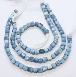 AAA Natural <b>Blue</b> Opal Shaded Faceted Cube <b>Beads</b> 7-8 MM <b>Blue</b> Opal Box Shape Gemstone <b>Beads</b> 8 Inch 3D Cube <b>Beads</b> <b>Beads</b> For Jewelry - Product Image 1