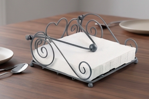 Porte-serviettes vintage en métal avec motif en spirale, sur pied, pour la décoration de table, usage domestique et usage en cuisine - Product Image 3